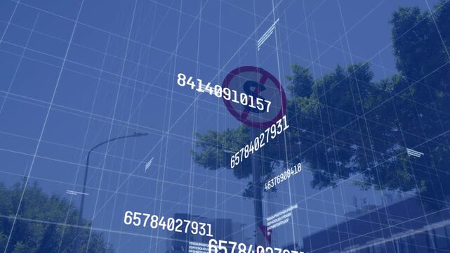 HUD overlay appearing on start, scanning prohibition sign with numeric grid, analyzing traffic