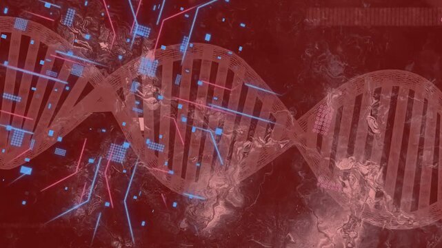Blue nodes appearing sparking DNA helix pulsing sweeping beams overlaying grids visualizing genome