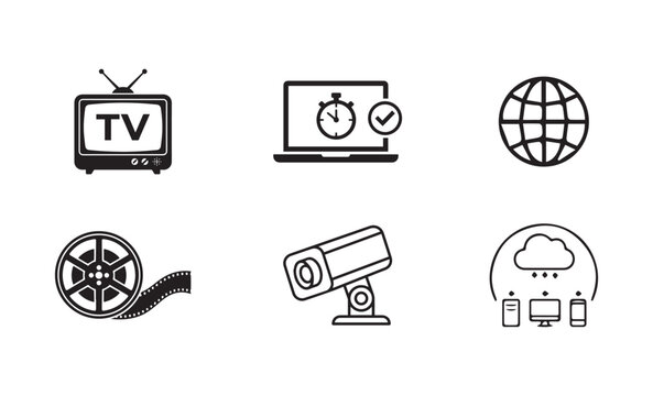 Digital video surveillance and broadcasting icons