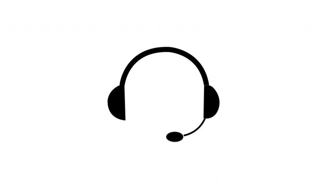 call center support service headphone icon animation