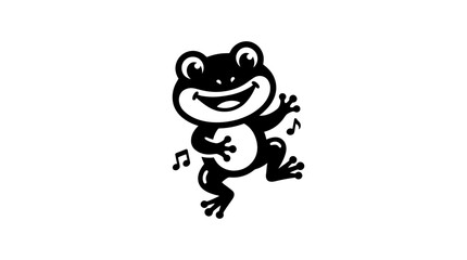 Obraz premium Happy cartoon frog playing guitar and singing with musical notes