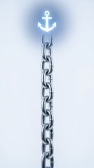 Fototapeta premium Anchor chain concept with metal links symbolizing strength and construction management in minimalistic design with soft background