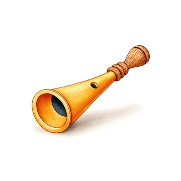 Whimsical watercolour cartoon of boatswain whistle for nautical designs and educational material on white background
