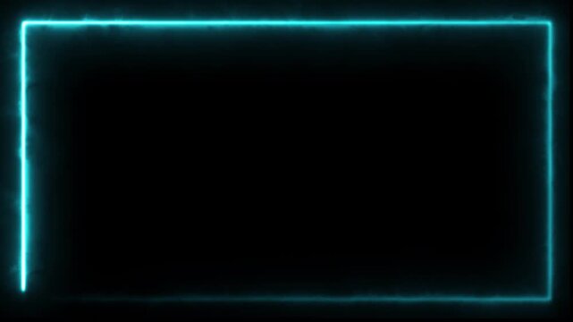 Neon blue light frame border with constant glowing motion effect for video intro.