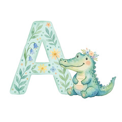 Cute green cartoon dinosaur vector illustration smiling and playful baby reptile character design © bluu