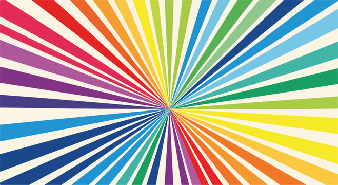 Multicolored sunburst pattern with white stripes
