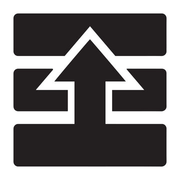 Upward arrow icon between horizontal lines with increase progress direction statistic information business interface navigation uploading