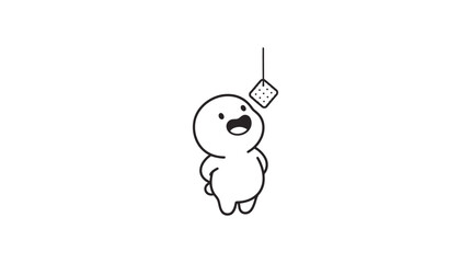 Kawaii character with surprised expression.