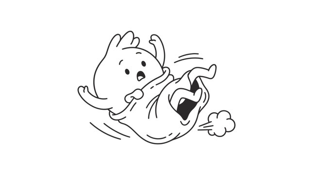 Cute cartoon cat in mid fall.