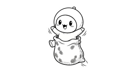 Cute cartoon seal in a bag. © Afi