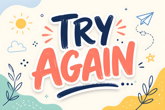 Minimal Try Again Banner.
Positive Retry Banner With Encouraging Message.
Motivational Design About Growth And Second Chances.