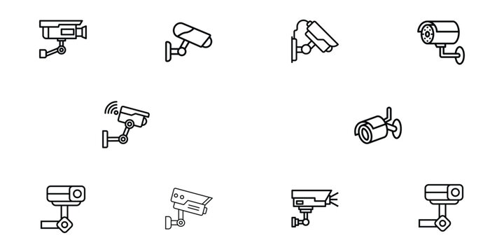 various security camera icons set