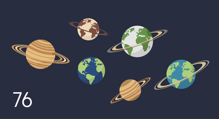 Planets and celestial bodies in space with rings © Hardi