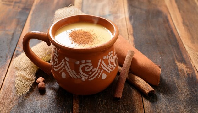 atole a traditional hot mexican drink made from masa corn dough sweetened and flavored with cinnamon or chocolate