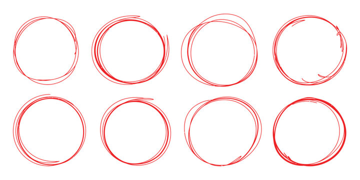 Sketch-style circular highlight doodles and pen oval frames set for emphasis, notes, and marking elements.