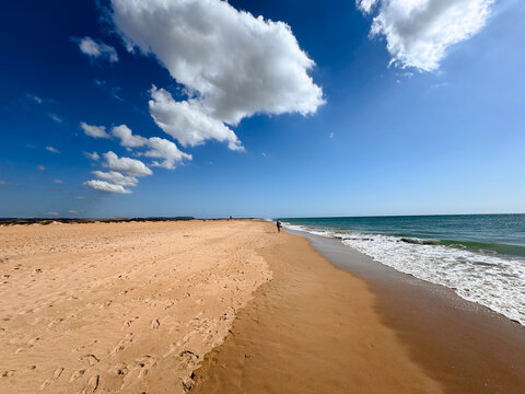 wonderful endless and wide beach at the Atlantic Ocean between Conil de la Frontera and El Palmar, Playa de Castilobo, Playa de Castilnovo, Andalusia, Costa de la Luz, Spain