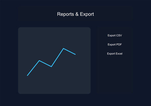 Business report, graph, export data, CSV, PDF, Excel, vector icons