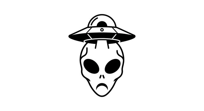 Alien with flying saucer headwear illustration