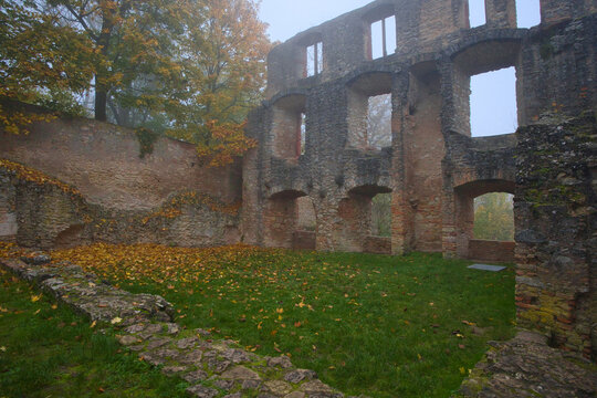 Medieval ruins in the small German town of Oppenheim in the fall