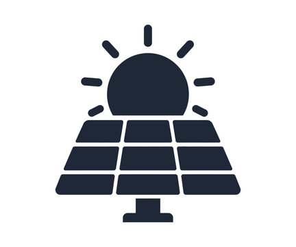 Solar panel with sun icon renewable energy symbol