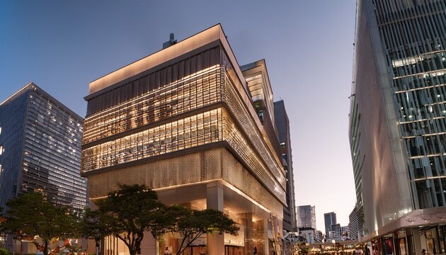 high end luxury retail in ginza featuring piaget boutique and urban architecture