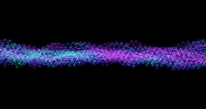 Abstract colorful glowing wave. Cyber digital stylized dot art background. 4K 3D rendering loop animation.