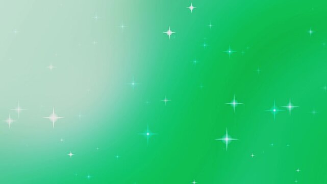 Vibrant green background with sparkling stars shining brightly, perfect for background animation loop