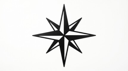 Obraz premium A stylized eight-pointed star symbol representing a compass rose or a directional marker on a white background