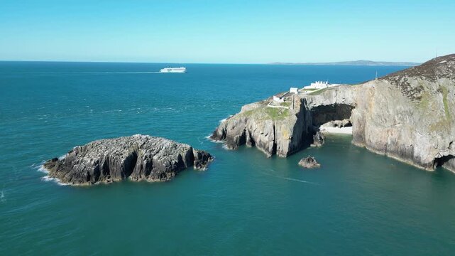 Aerial view of Holyhead fog station, Wales
