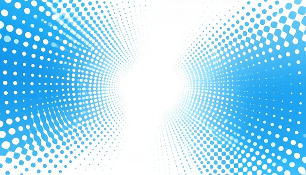 Vibrant blue and white dots radiate outward in a symmetrical pattern.