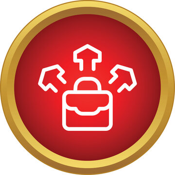 Briefcase with arrows representing strategy, growth, and diversification of assets
