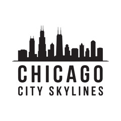 Naklejka premium Chicago skyline silhouette on white background