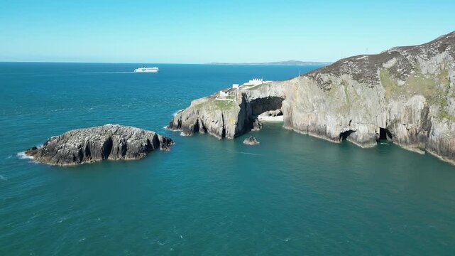 Aerial view of Holyhead fog station, Wales