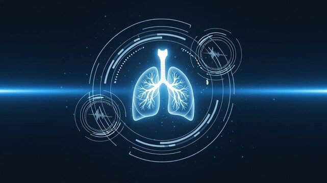 Futuristic Medical HUD Scan of Human Lungs for Health Awareness