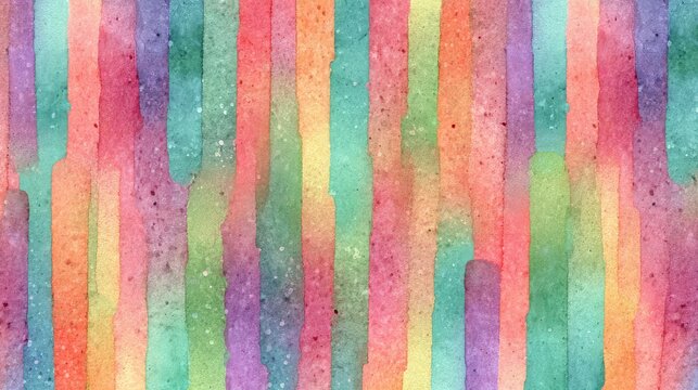 Hand-painted watercolor striped repeat pattern with warm-cool harmony, soft edge bleed, subtle granulation and calm decorative flow