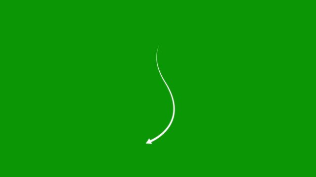 Dotted line arrow animation, Downward Zigzag Arrow Animation, Zigzag arrow pointing down, Line Arrow Animation, white straight arrows animation, Thin dotted line arrow animation on green background,