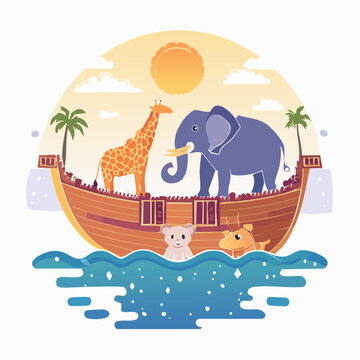 Noah's Ark with Animals on Water