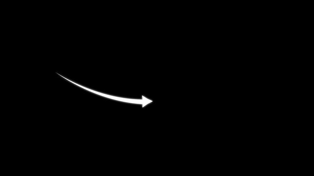 Line Arrow Animation, Dynamic Navigation Pointer Effect, 4K Video Background for Editing Projects, Dotted Line Arrow Animation, Seamless Arrow Loop, Direction Motion Graphic on Black Background,