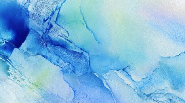 Abstract aqua and blue watercolor background with layered washes, diffuse white openings, subtle pigment textures and luminous airy flow