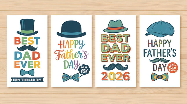Fathers Day cards with hats and mustaches