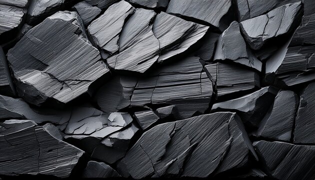 slate chipping layers of black rock flaking off raw geological texture
