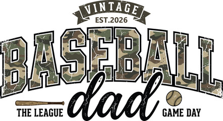 Obraz premium Retro Baseball Dad Game Day Typography Design