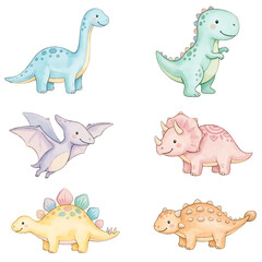 Funny cartoon animal and dinosaur set vector illustration © bluu
