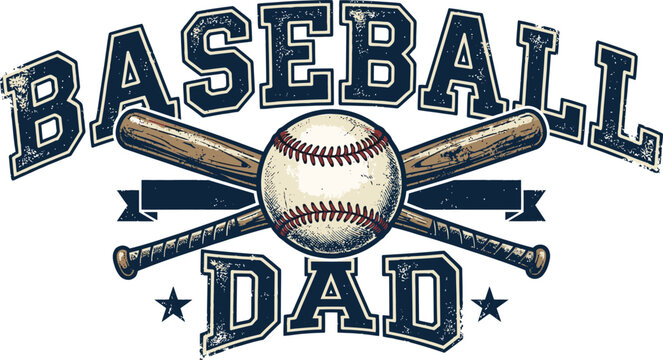 Retro Baseball Dad SVG Typography Artwork