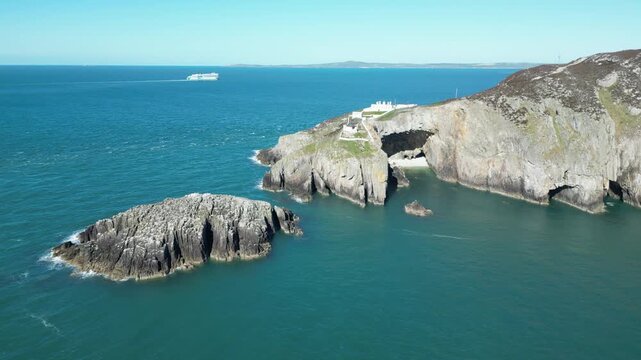 Aerial view of Holyhead fog station, Wales