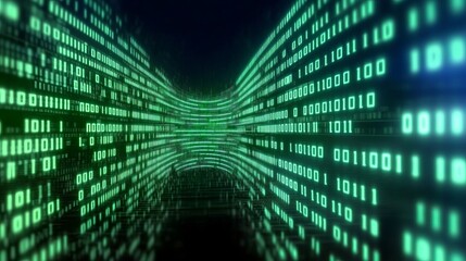 Fototapeta premium Futuristic Digital Age Visualization with Binary Code, Data Streams, and Virtual Reality Concepts