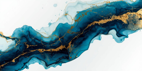 Abstract blue and green water background illustration featuring a world map of Europe and the sea in a vector art style with grunge paint textures and earth tones © MONORA
