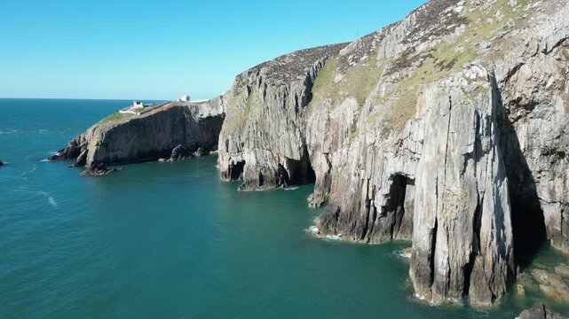 Aerial view of Holyhead fog station, Wales