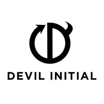 Abstract Devil Initial D Letter Logo Design with Arrow and Horn Symbol