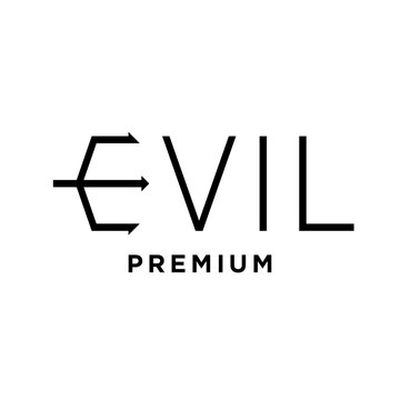 Modern Evil Premium Wordmark Logo with Stylized Letter E and Arrow Design